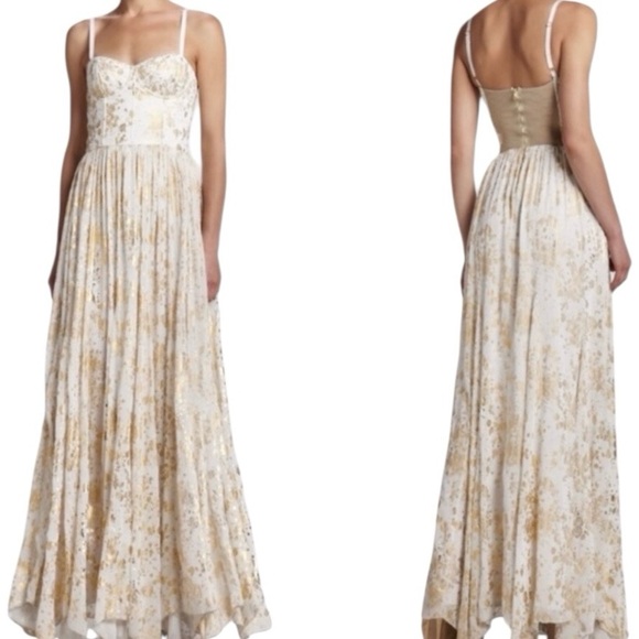 Alice + Olivia White and Gold Maxi Dress - Picture 11 of 11